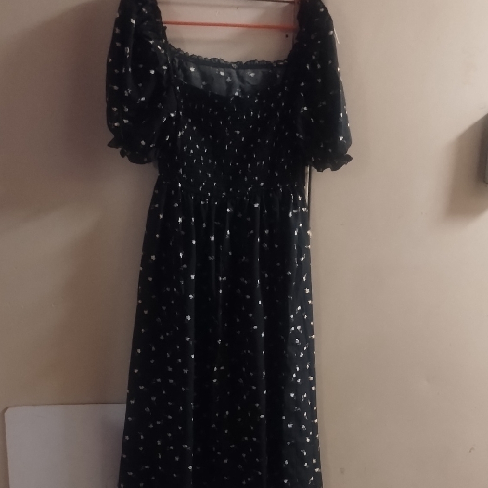 SHEIN Black Dress with White Dots